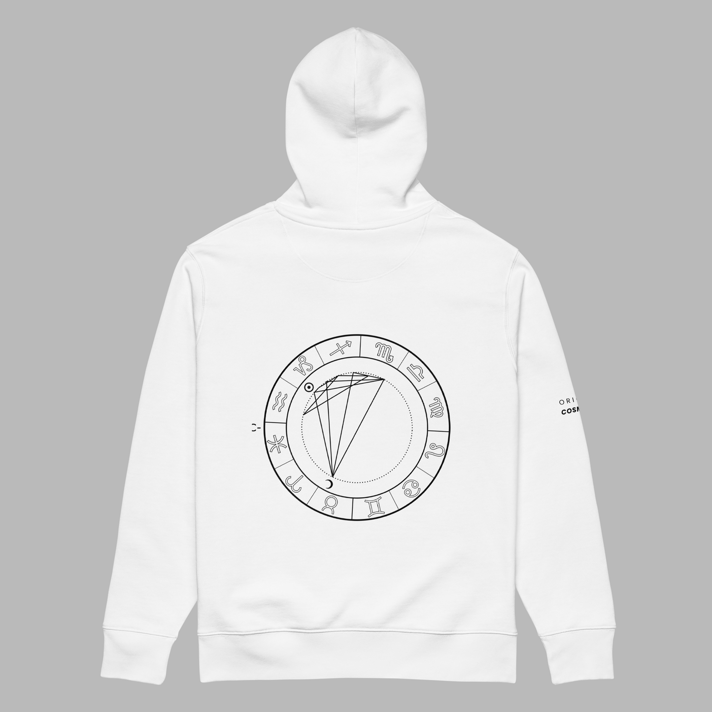 Sudadera Blanca Unisex Personalizada con Carta Astral | Origen Cósmico