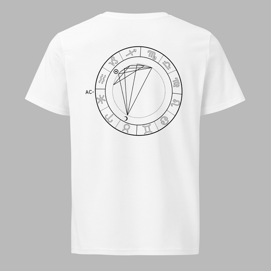 Camiseta Blanca Unisex Personalizada con Carta Astral | Origen Cósmico