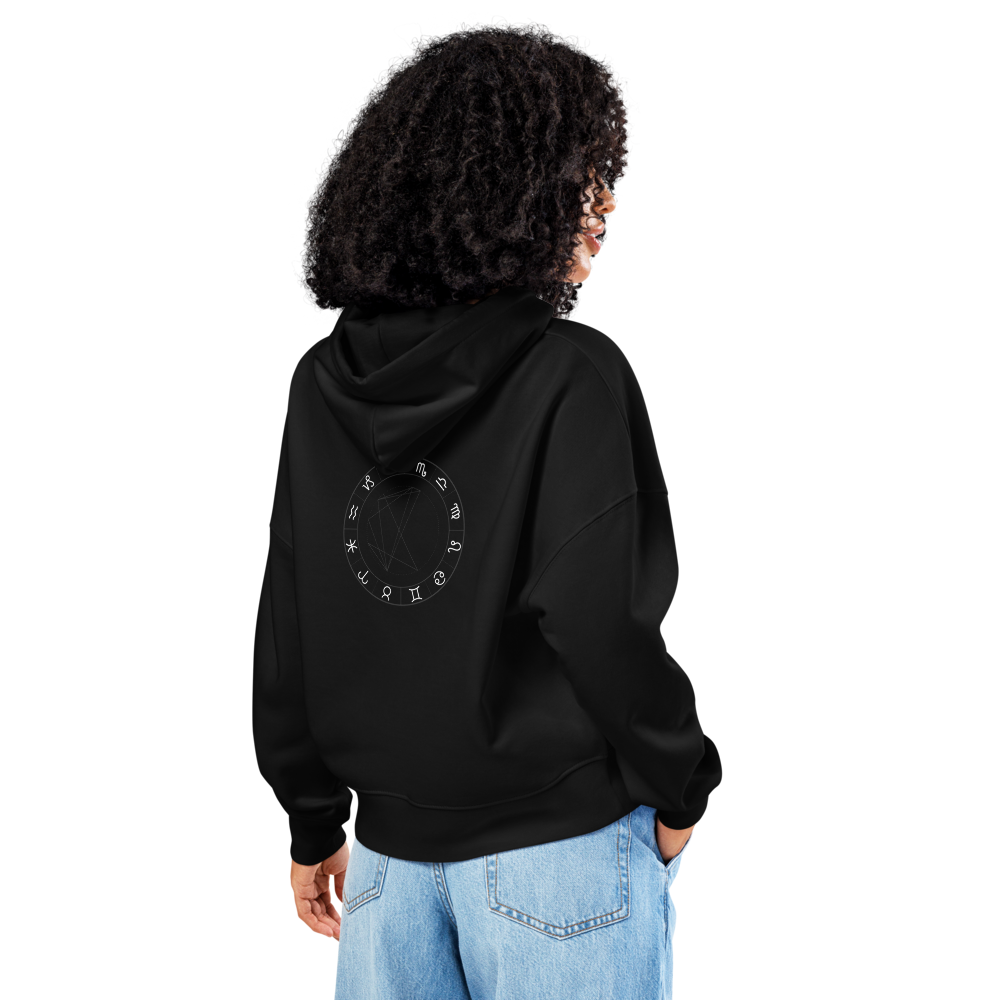 Sudadera Negra Relaxed Mujer Personalizada con Carta Astral | Origen Cósmico