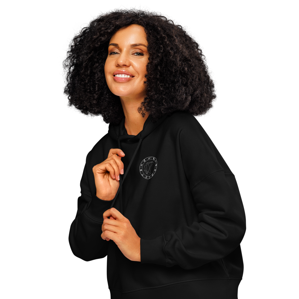 Sudadera Negra Relaxed Mujer Personalizada con Carta Astral | Origen Cósmico