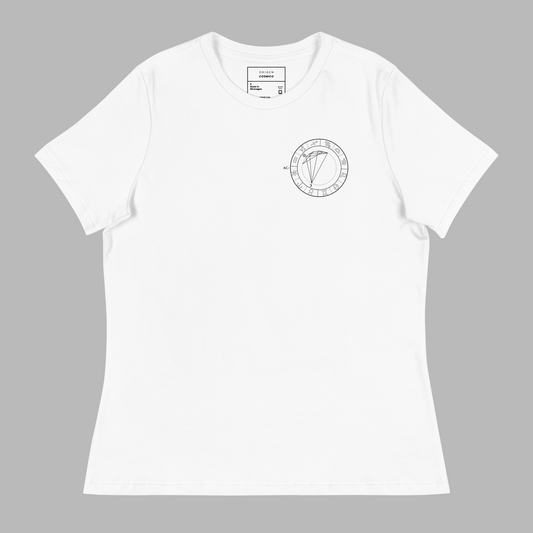 Camiseta Blanca Relaxed Mujer Personalizada con Carta Astral | Origen Cósmico